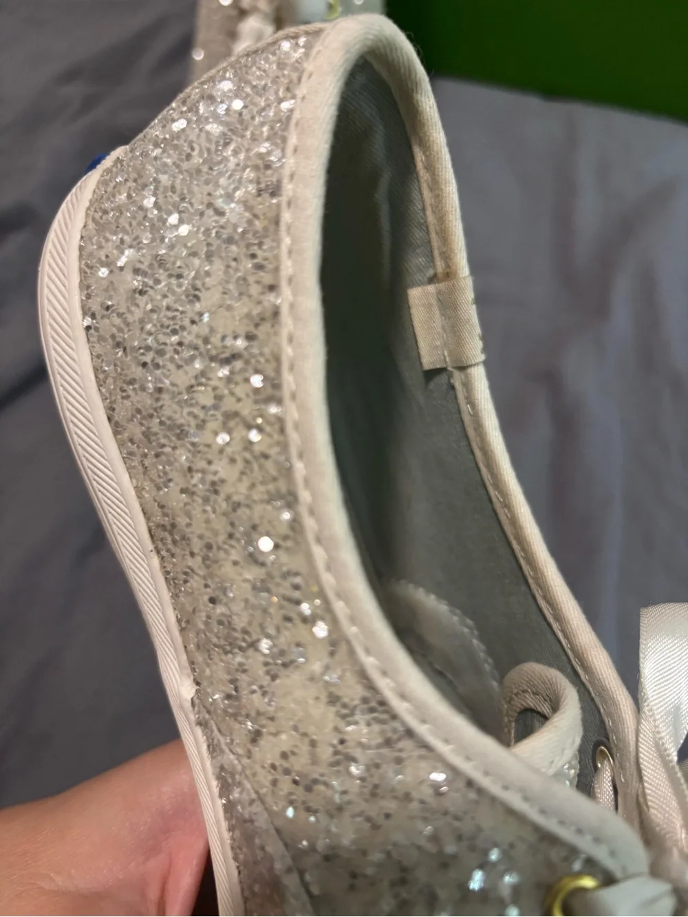 Kate Spade Cream Glitter Keds 6.5 (37)